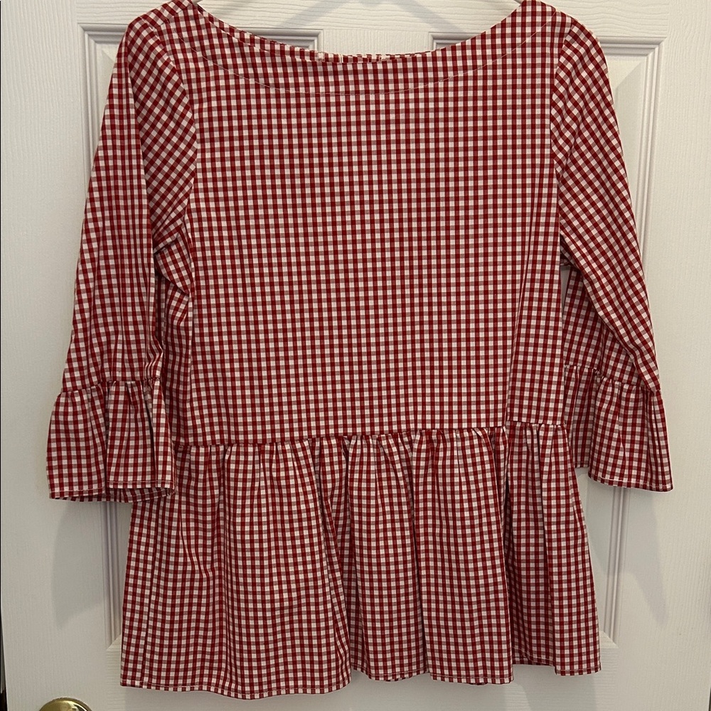Elegant Red Gingham Blouse